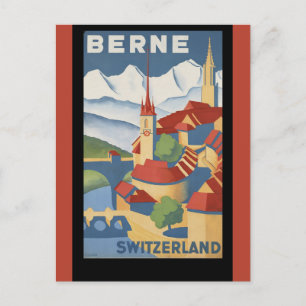 Bern Schweiz Vintage Reiseplakat Postkarte