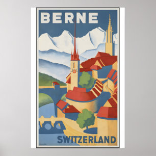 Bern Schweiz Vintage Reiseposter - Gerahmt Poster