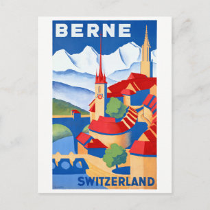 Bern Schweiz Vintage Reiseposter Restauriert Postkarte