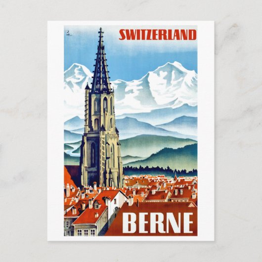 Bern, Stadtkirche, Schweiz, Vintage-Reise Postkarte (Vorderseite)
