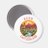 Bern Switzerland Retro Distressed Circle Magnet (Vorderseite/Rückseite)