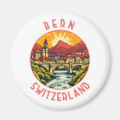 Bern Switzerland Retro Distressed Circle Magnet (Vorne)