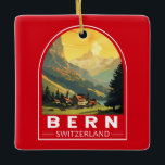 Bern Switzerland Travel Art Vintage Keramikornament<br><div class="desc">Bern retro vector travel design. Bern,  the capital city of Switzerland,  is built around a crook in the Aare River.</div>