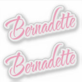 Bernadette-Name in rosa kursivem Skript x2 Aufkleber (Vorderseite)