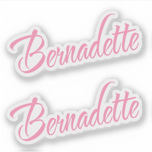Bernadette-Name in rosa kursivem Skript x2 Aufkleber (Vorderseite)