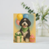 Bernadoodle Birthday Postkarte (Stehend Vorderseite)