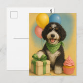 Bernadoodle Birthday Postkarte (Vorne/Hinten)