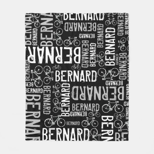Bernard Personalisiert Name and Bikes Black-White Fleecedecke (Vorderseite)