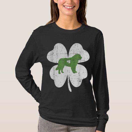 Bernard St Patricks Day Lover Irish Kleeblatt Dog T-Shirt (Vorderseite)