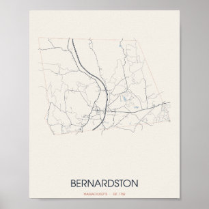 Bernardston Massachusetts Straßenkarte Poster