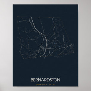 Bernardston Massachusetts Straßenkarte Poster (Nac
