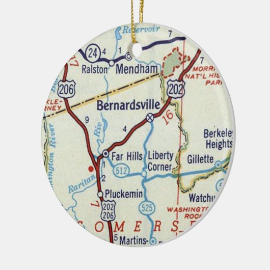 Bernardsville NJ Karte Keramik Ornament (Links)