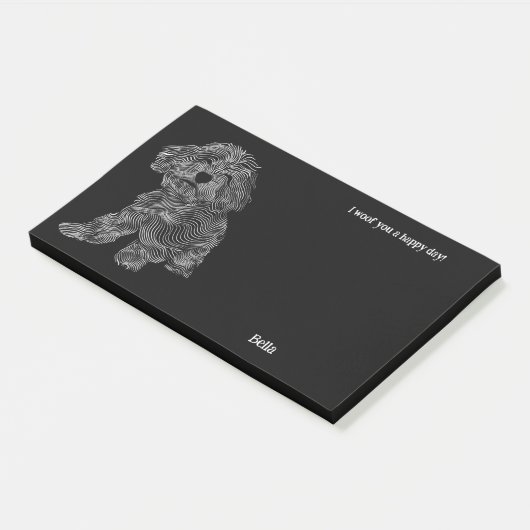 Bernedoodle Abstrakt Art Dog Name Post-it Klebezettel (angewinkelt)