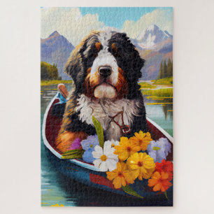 Bernedoodle am Paddel: Ein Magnet für landschaftli Puzzle