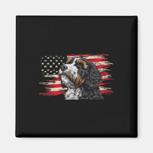 Bernedoodle American Flag Hund mehr als 4. Juli Magnet (Vorne)