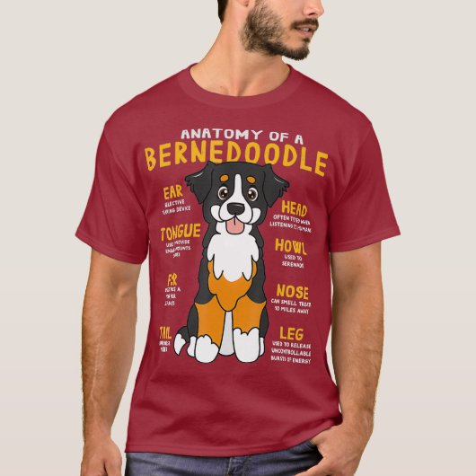 Bernedoodle Anatomie Funny Dog Mama Vater Niedlich T-Shirt (Vorderseite)