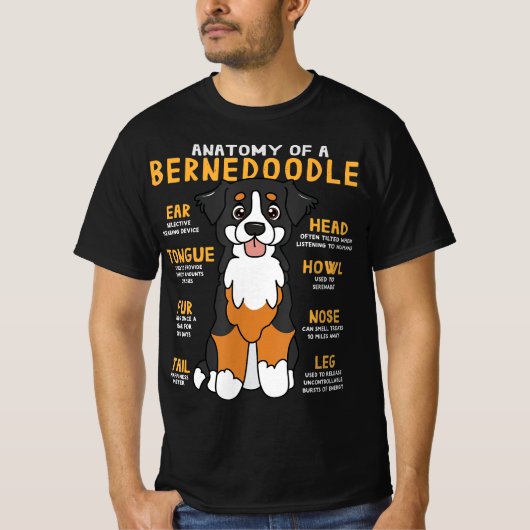 Bernedoodle Anatomie Funny Dog Mama Vater Niedlich T-Shirt (Vorderseite)