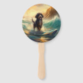 Bernedoodle Beach Surfen Malerei Fächer (Vorderseite)