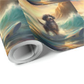 Bernedoodle Beach Surfen Malerei Geschenkpapier (Rolleneckpunkt)
