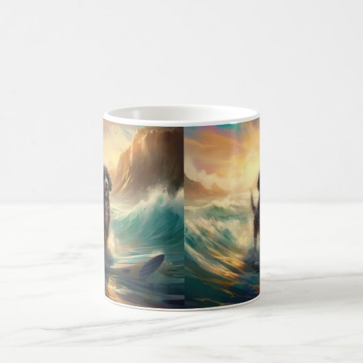 Bernedoodle Beach Surfen Malerei Kaffeetasse (Mittel)