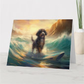 Bernedoodle Beach Surfen Malerei Karte (Vorderseite)