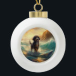 Bernedoodle Beach Surfen Malerei Keramik Kugel-Ornament<br><div class="desc">Tauchen Sie ein in die spielerische Welt des Kaninchen-Abenteuers mit diesem faszinierenden Bild. Ein gepflegter Hund geht zu den Wellen und reitet geschickt auf einem sonnengeküssten Strand. Das lebendige Kunstwerk vereint wunderbar das Wesentliche der Erregung am Strand, während der Hund furchtlos auf den Wellen reitet und den Geist von Spaß...</div>
