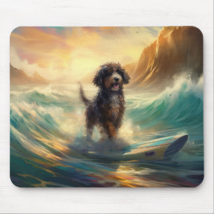 Bernedoodle Beach Surfen Malerei Mousepad