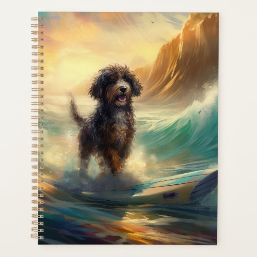 Bernedoodle Beach Surfen Malerei Planer (Vorderseite)