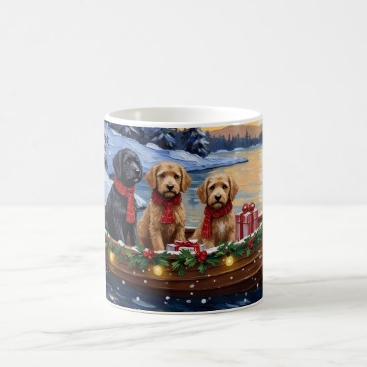 Bernedoodle Christmas Boat Holiday Kaffeetasse (Mittel)