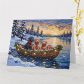 Bernedoodle Christmas Boat Holiday Karte (Gelbe Blume)