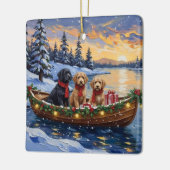 Bernedoodle Christmas Boat Holiday Keramikornament (Links)