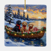 Bernedoodle Christmas Boat Holiday Keramikornament (Rückseite)