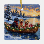 Bernedoodle Christmas Boat Holiday Keramikornament (Vorderseite)