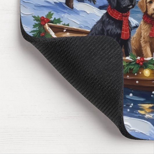Bernedoodle Christmas Boat Holiday Mousepad (Ecke)