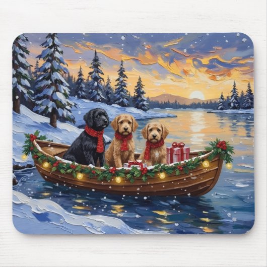 Bernedoodle Christmas Boat Holiday Mousepad (Vorne)