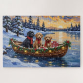 Bernedoodle Christmas Boat Holiday Puzzle (Horizontal)
