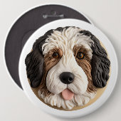 Bernedoodle Dog 3D Inspiriert Button (Vorne & Hinten)