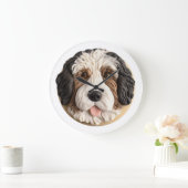 Bernedoodle Dog 3D Inspiriert Große Wanduhr (Zuhause)