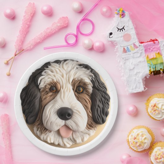 Bernedoodle Dog 3D Inspiriert Pappteller (Party)