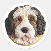 Bernedoodle Dog 3D Inspiriert Runder Aufkleber (Vorderseite)