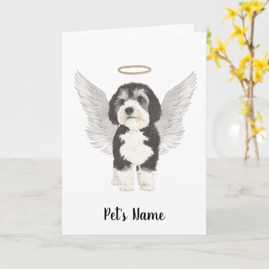 Bernedoodle Dog Beileid Memorial Karte (Gelbe Blume)