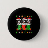 Bernedoodle Dog Christmas Pajamas Funny Xmas Dog L Button (Vorderseite)