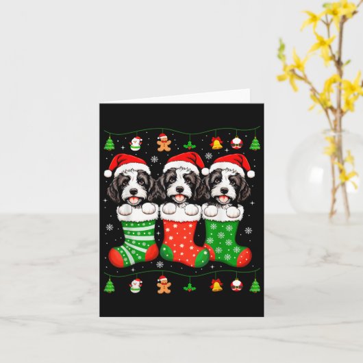 Bernedoodle Dog Christmas Pajamas Funny Xmas Dog L Karte (Gelbe Blume)