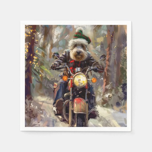 Bernedoodle Dog Christmas Serviette (Vorderseite)