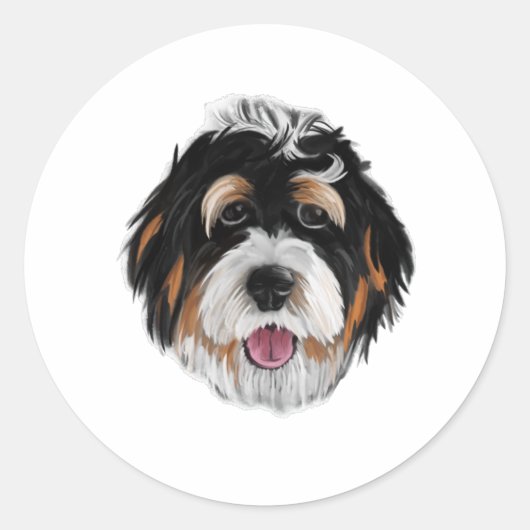 Bernedoodle Dog Face Runder Aufkleber (Vorderseite)