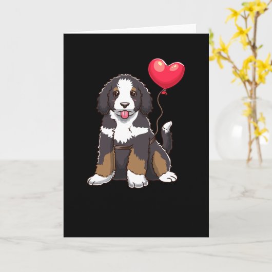 Bernedoodle Dog Geschenk-Idee Karte (Gelbe Blume)