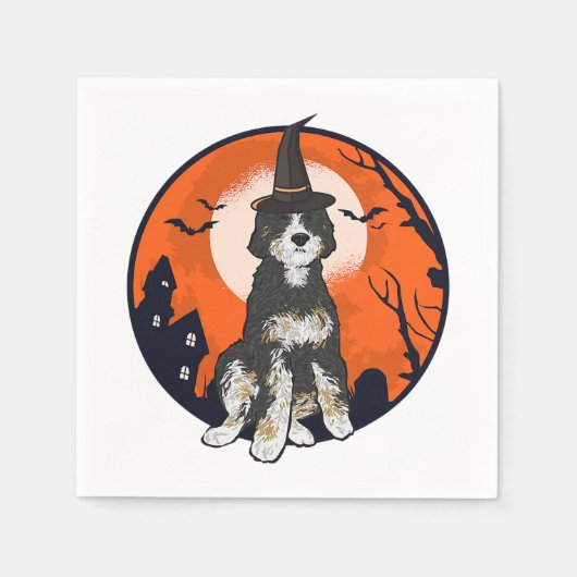 Bernedoodle Dog Halloween T - Shirt Serviette (Vorderseite)