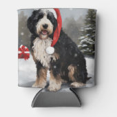 Bernedoodle Dog in Schnee Weihnachten Dosenkühler (Vorderseite)