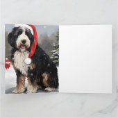 Bernedoodle Dog in Schnee Weihnachten Karte (Innenseite)