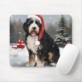 Bernedoodle Dog in Schnee Weihnachten Mousepad (Mit Mouse)